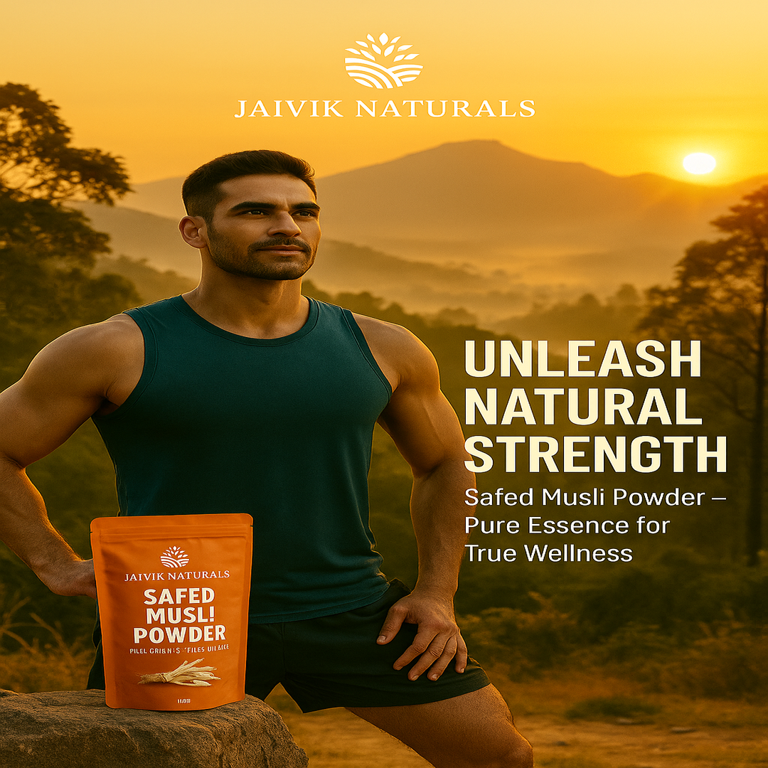 Jaivik Naturals Safed Musli Powder – 100% Pure, Natural, Herbal Supplement for Strength, Stamina & Vitality | Vegan & Organic - Jaivique Naturals
