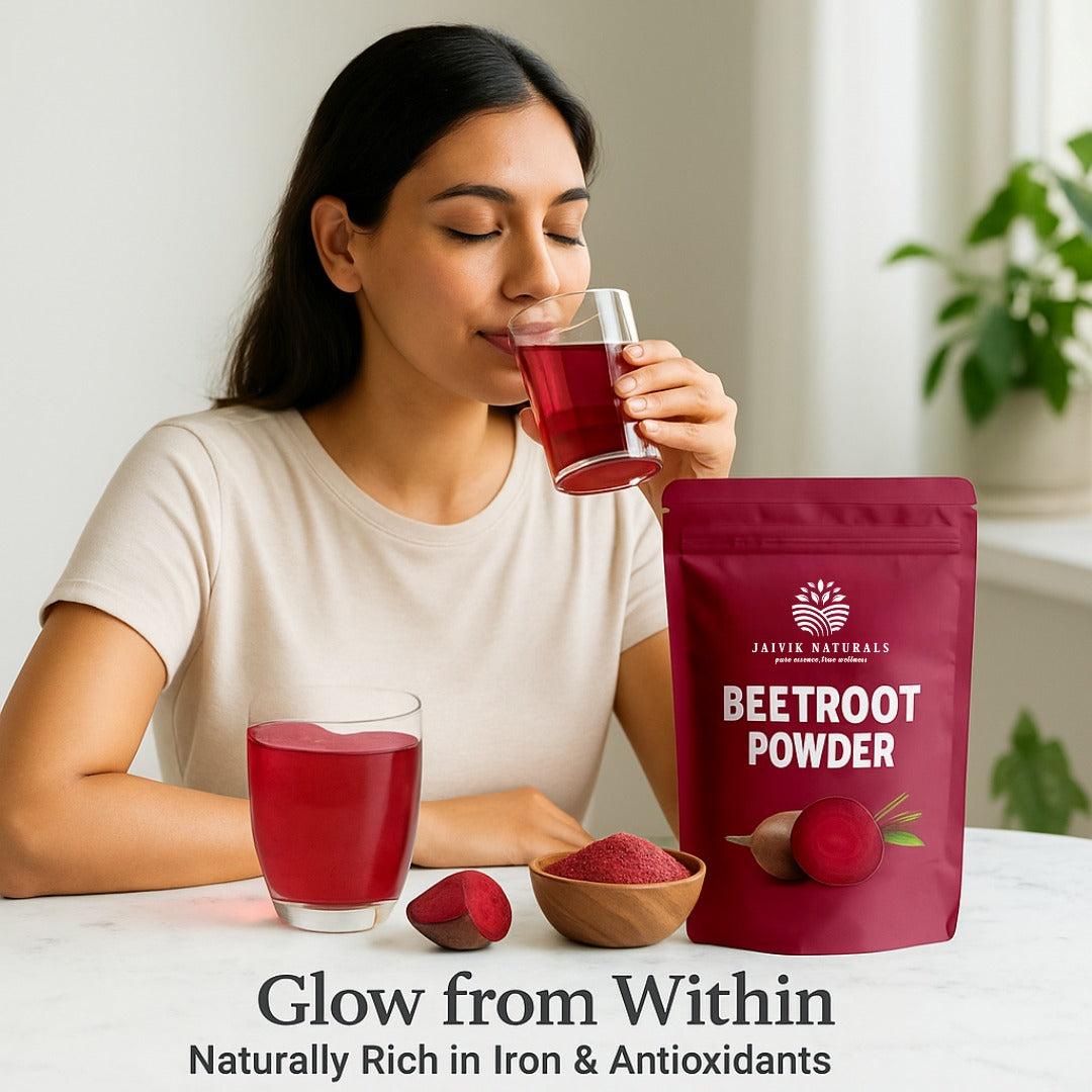 Jaivik Naturals Beetroot Powder 150g | Blood Circulation, Skin Glow, Energy Booster + Jaivik Naturals Ashwagandha Powder 150g | Stress Relief, Energy Booster, Pure & Natural