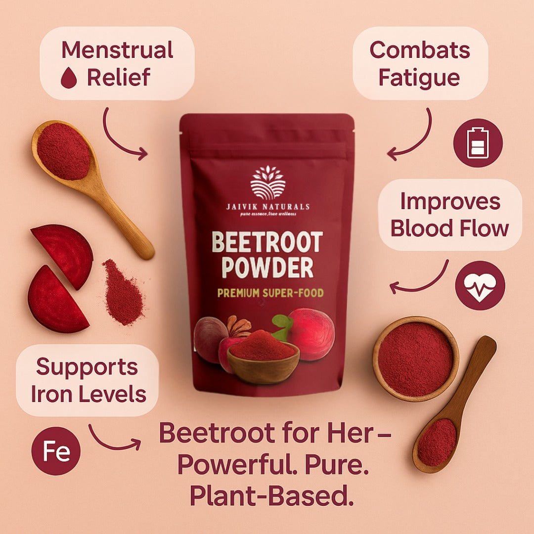 Jaivik Naturals Beetroot Powder 150g | Blood Circulation, Skin Glow, Energy Booster + Jaivik Naturals Ashwagandha Powder 150g | Stress Relief, Energy Booster, Pure & Natural