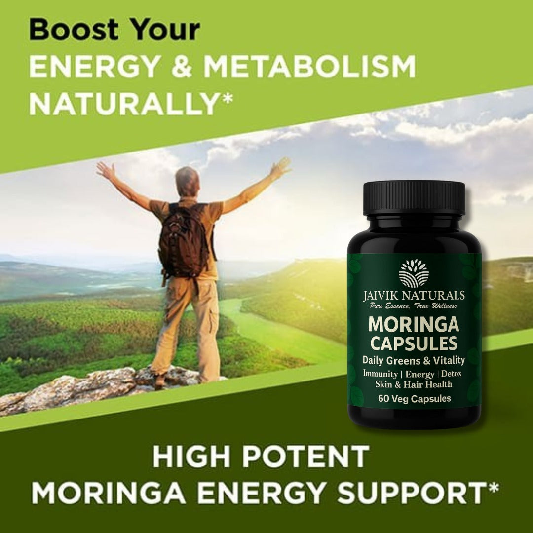Moringa Capsules for Immunity Boost, Energy & Detox – Jaivik Naturals | 60 Vegetarian Herbal Supplements