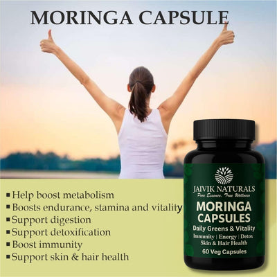 Moringa Capsules for Immunity Boost, Energy & Detox – Jaivik Naturals | 60 Vegetarian Herbal Supplements
