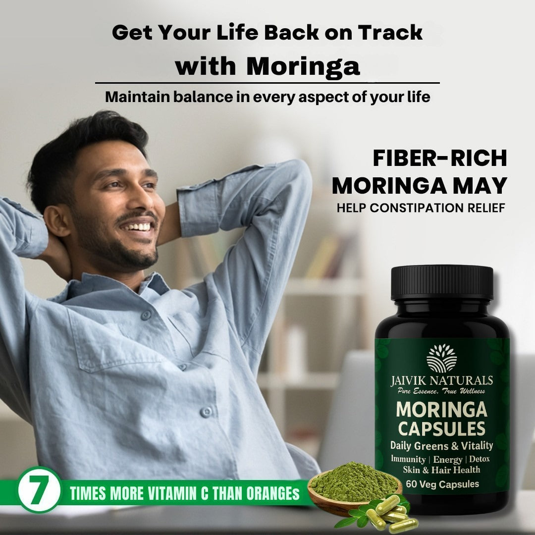 Moringa Capsules for Immunity Boost, Energy & Detox – Jaivik Naturals | 60 Vegetarian Herbal Supplements
